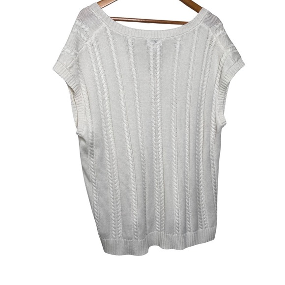 The Drop Womens Cable Knit V Neck Sleeveless Wool Blend Sweater Vest White XXL - Picture 10 of 16
